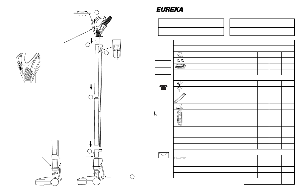 Order form, How to assemble and use, Power-touch | Handle, Remote speed control (optional), Vacuum control, Accessories/tools, Wands | Eureka 6998 Series User Manual | Page 6 / 10