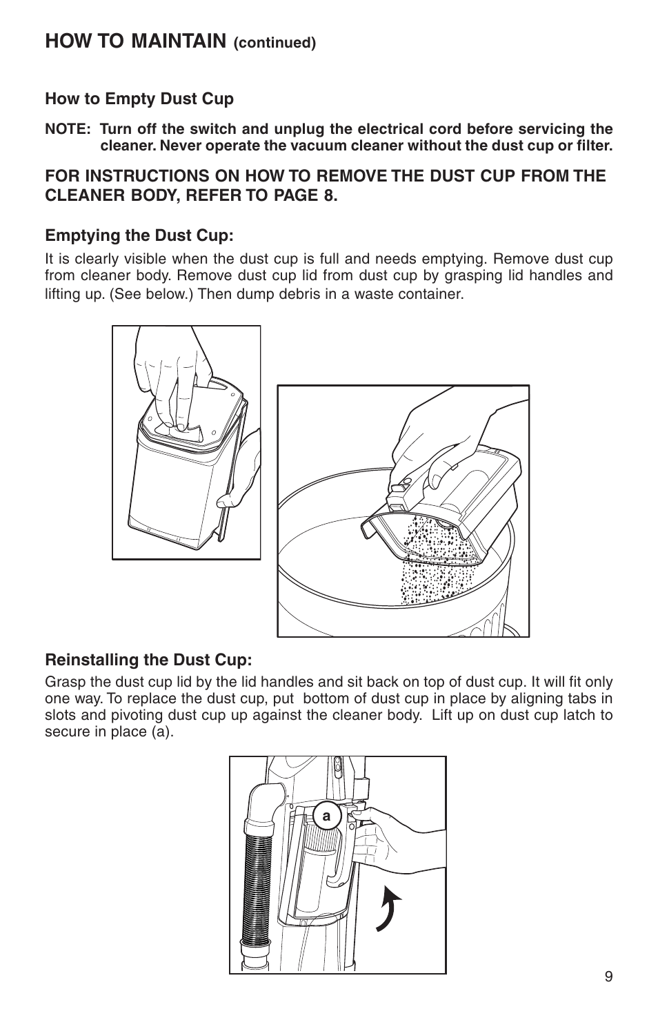 How to maintain | Eureka 410 SERIES User Manual | Page 9 / 16