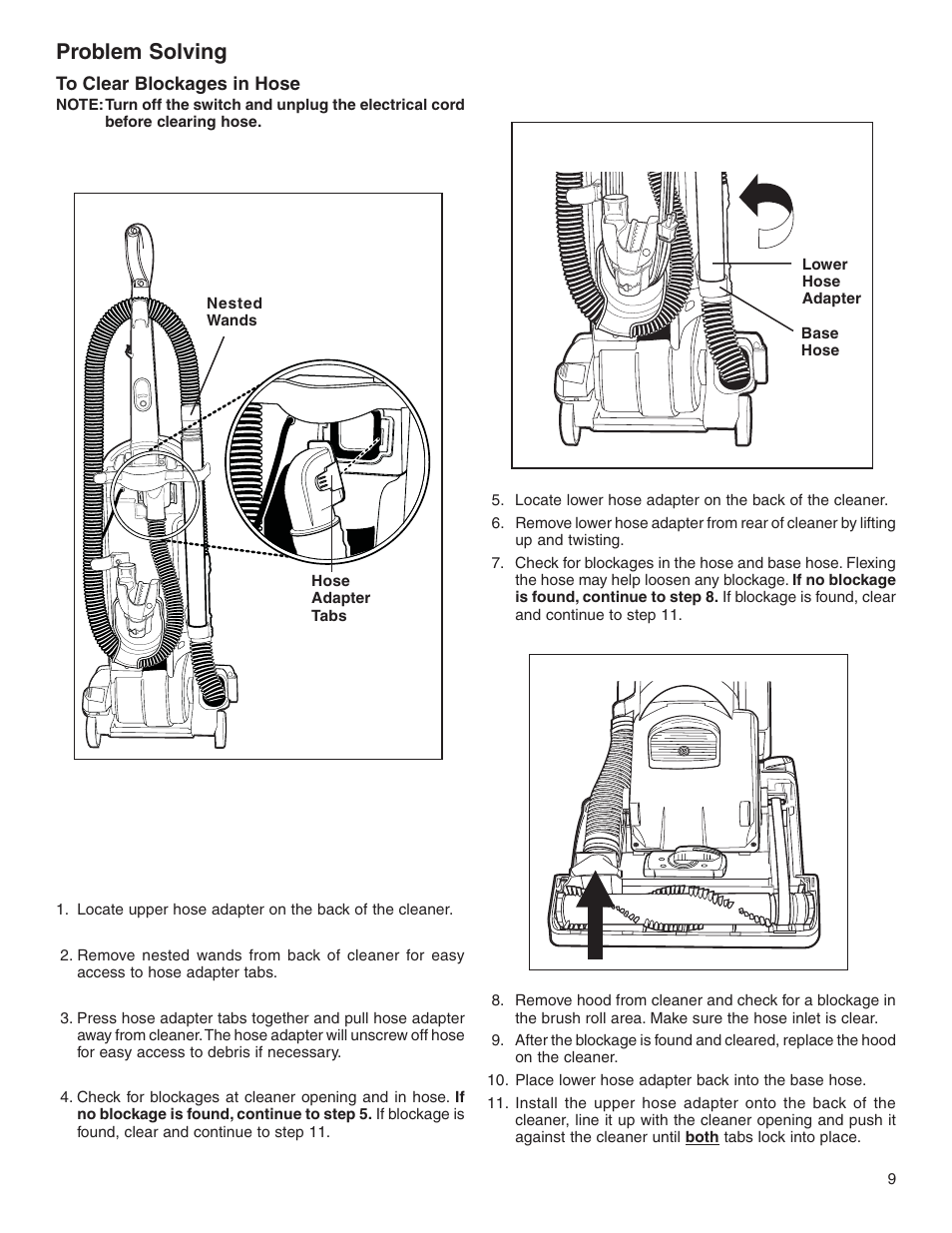 Problem solving | Eureka 5840-5898 Series User Manual | Page 9 / 10