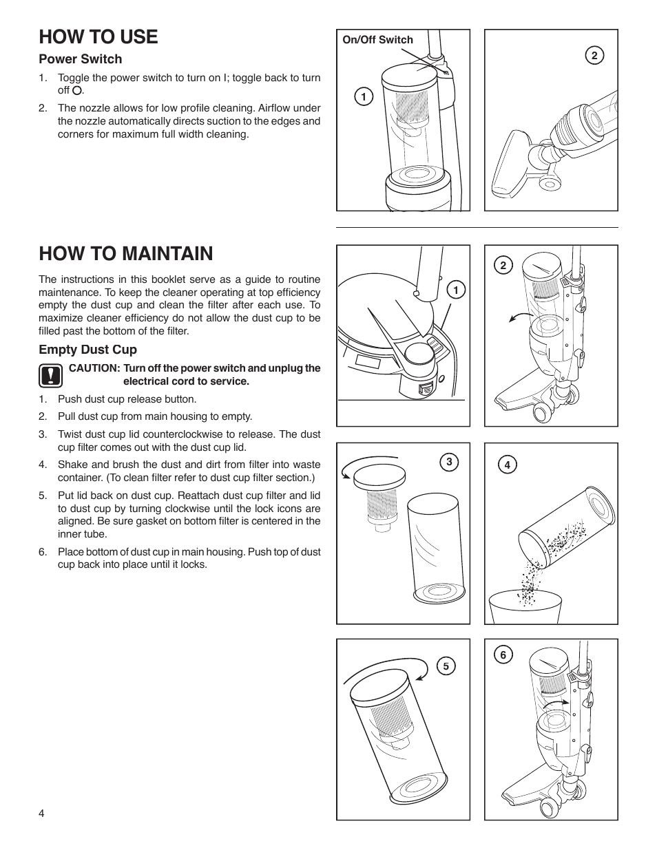 How to use, How to maintain | Eureka 420 User Manual | Page 4 / 16