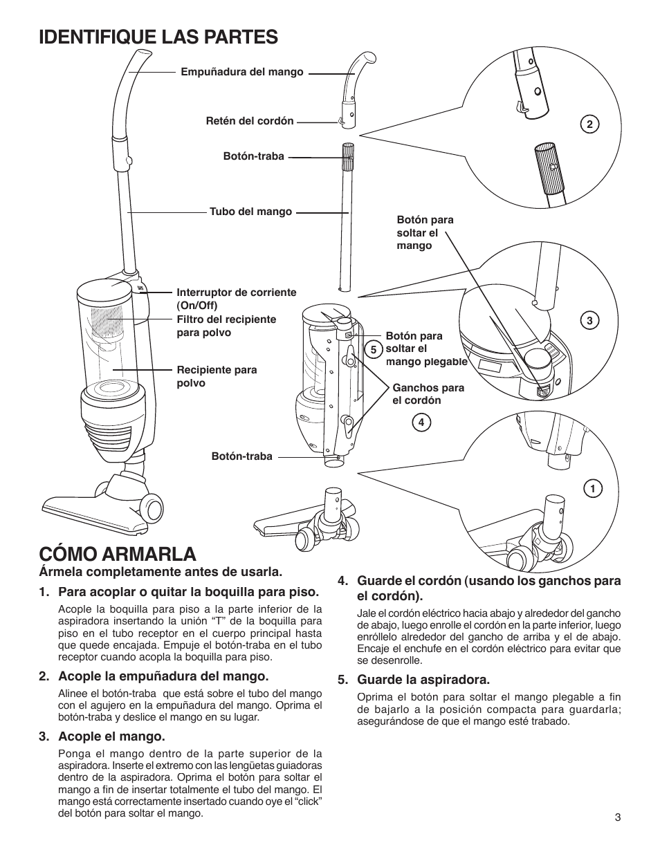 Cómo armarla, Identifique las partes | Eureka 420 User Manual | Page 8 / 16