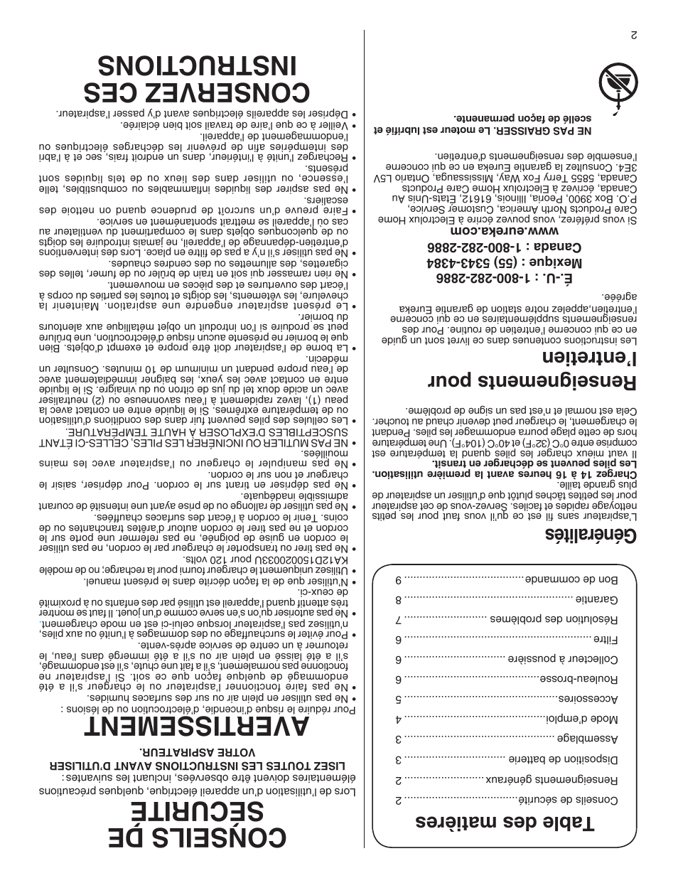 Eureka 100-110 User Manual | Page 25 / 26
