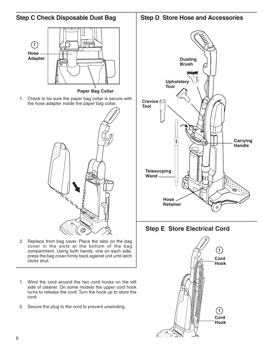 Step e store electrical cord | Eureka 4500 User Manual | Page 6 / 16