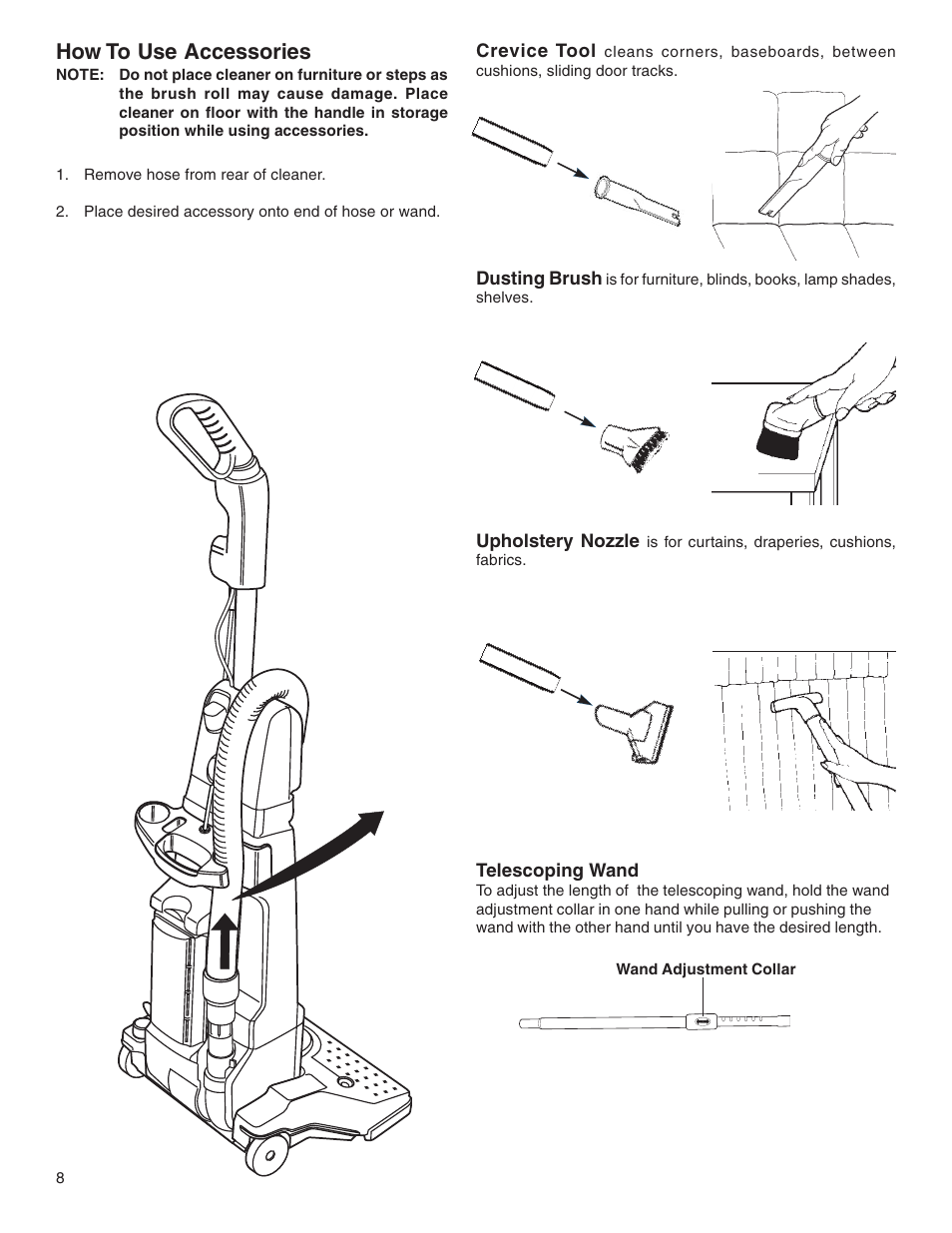 How to use accessories | Eureka 4500 User Manual | Page 8 / 16