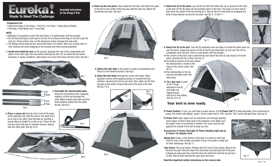 Eureka Tent User Manual | 2 pages