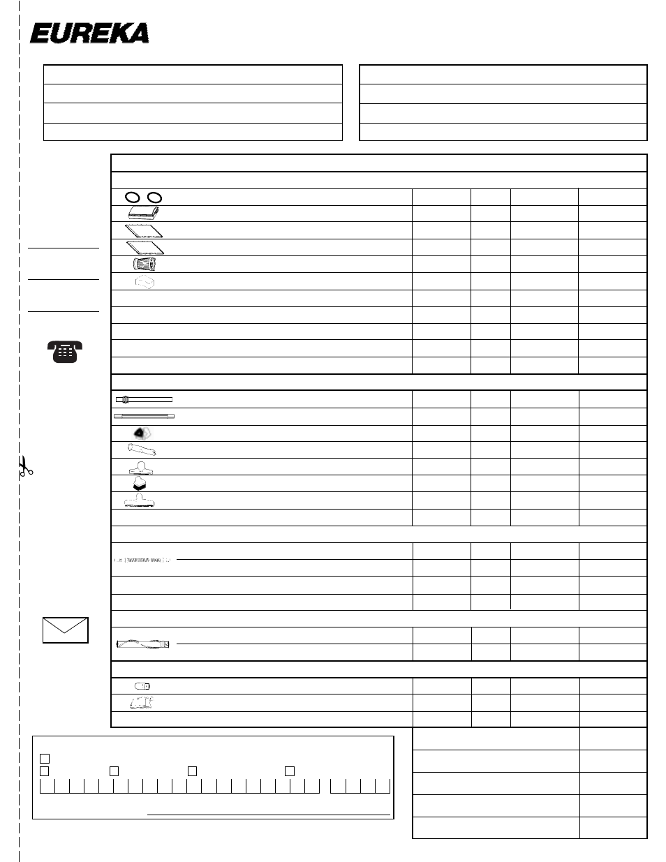 Order form, Total enclosed, Total | Hoses brush rolls, By mail | Eureka 4650 User Manual | Page 19 / 20