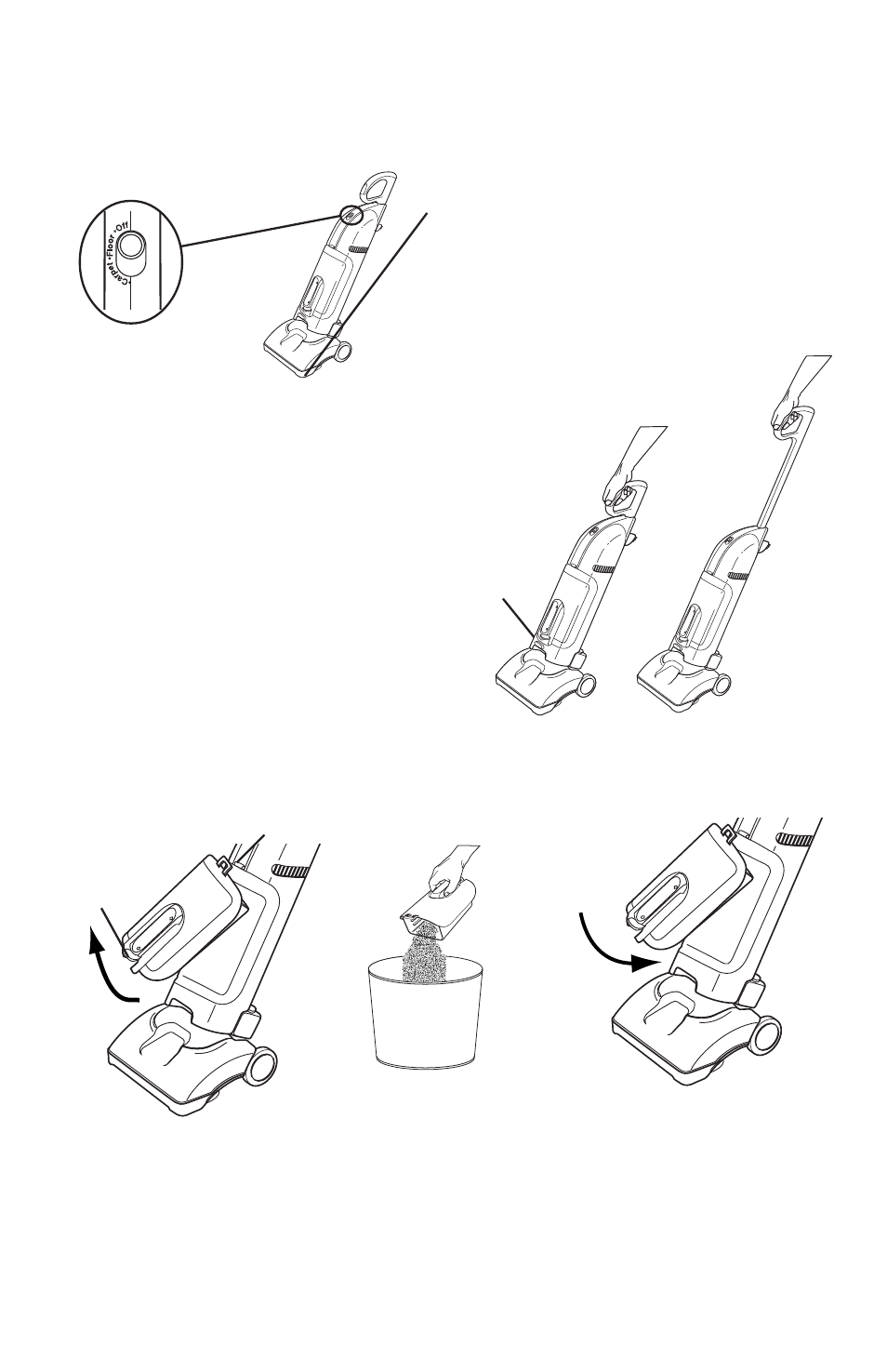 How to use power switch, Nozzle with edge kleener, How to maintain | Empty dust cup, Dual uses | Eureka 570 User Manual | Page 7 / 12