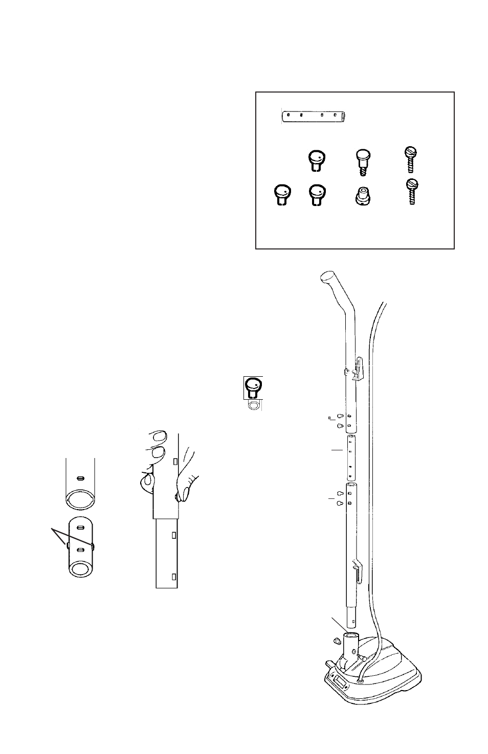 How to assemble, Step 3 - handle socket, Step 2 - fastener | Step 1 - handle connector, Assembly packet | Eureka 600 User Manual | Page 5 / 12