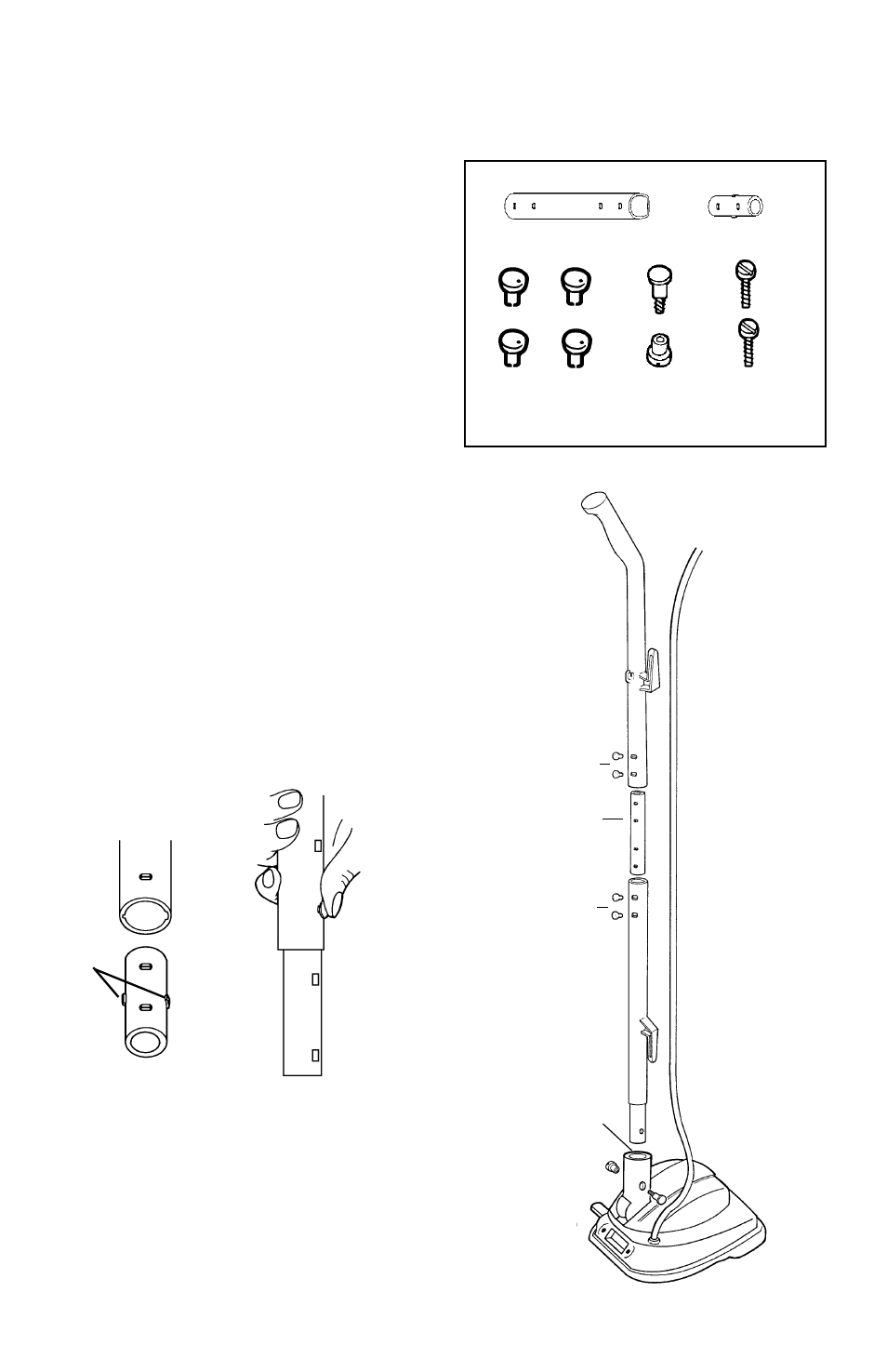How to assemble, Step 3 - handle socket, Step 2 - fastener | Step 1 - handle connector, Assembly packet | Eureka 1400-1900 Series User Manual | Page 5 / 12