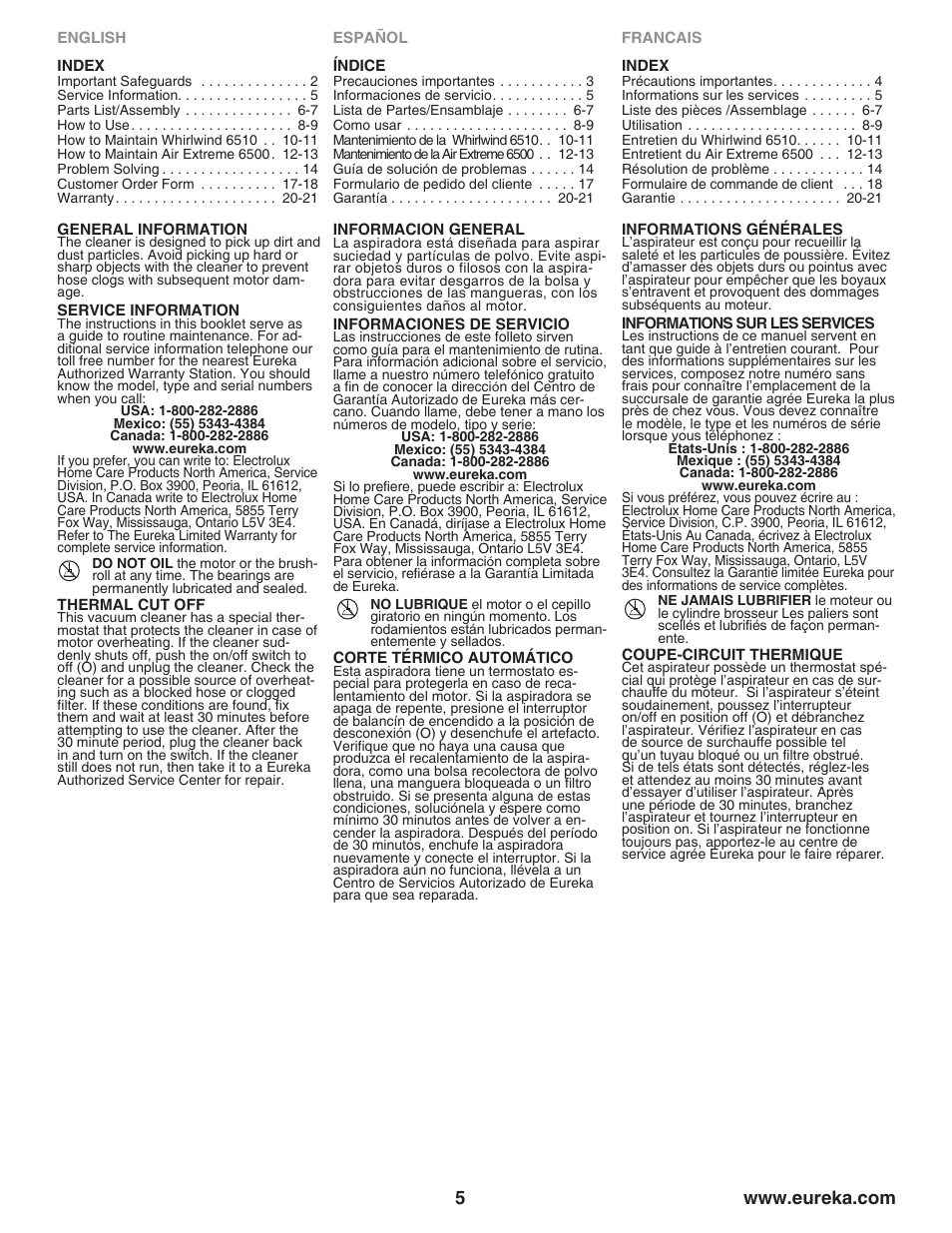 Eureka Air Extreme 6500 User Manual | Page 5 / 22