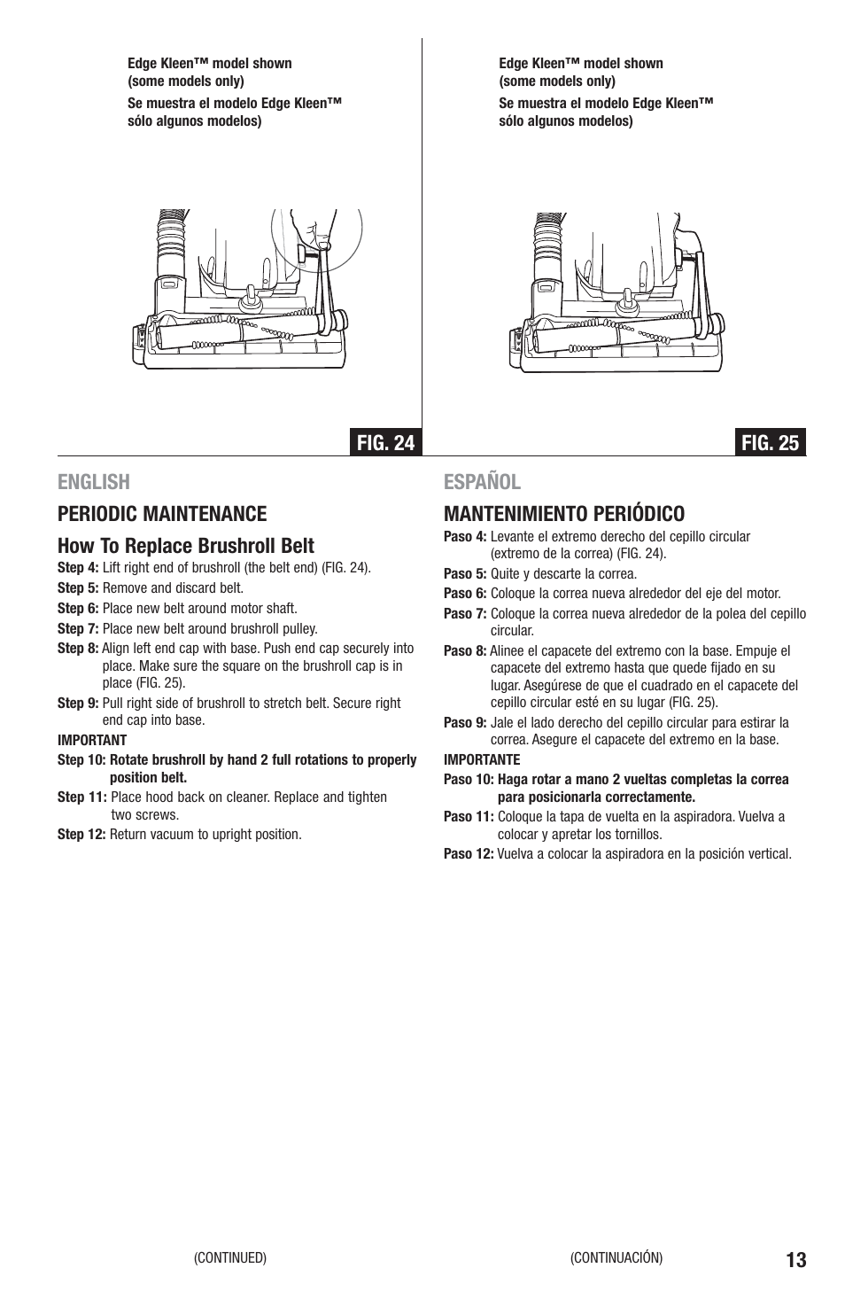 Español mantenimiento periódico, Fig. 24 fig. 25 | Eureka 2940-2969 Series User Manual | Page 13 / 20