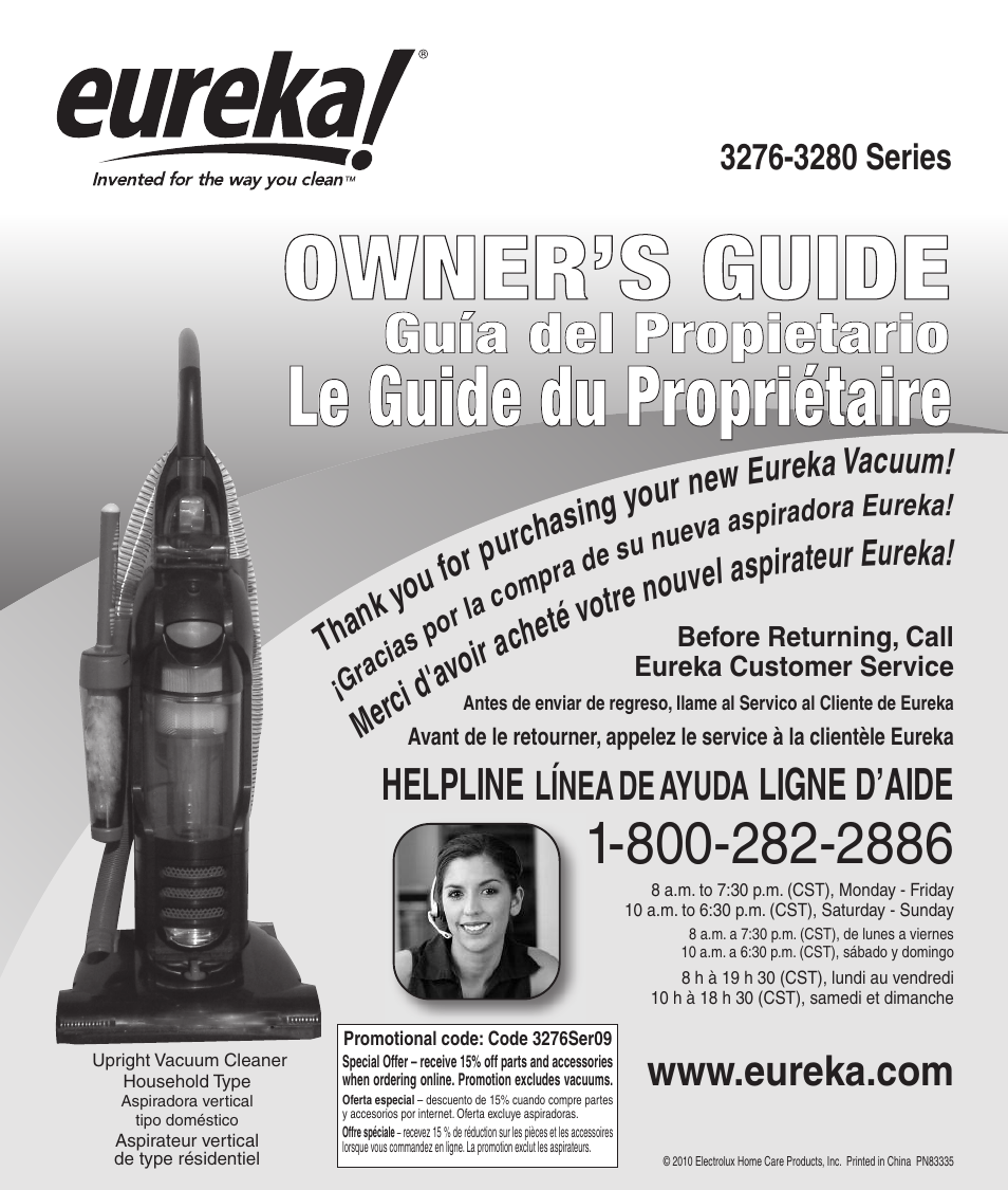 Eureka 3276-3280 User Manual | 8 pages