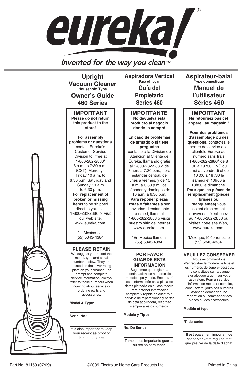Eureka 460 User Manual | 22 pages