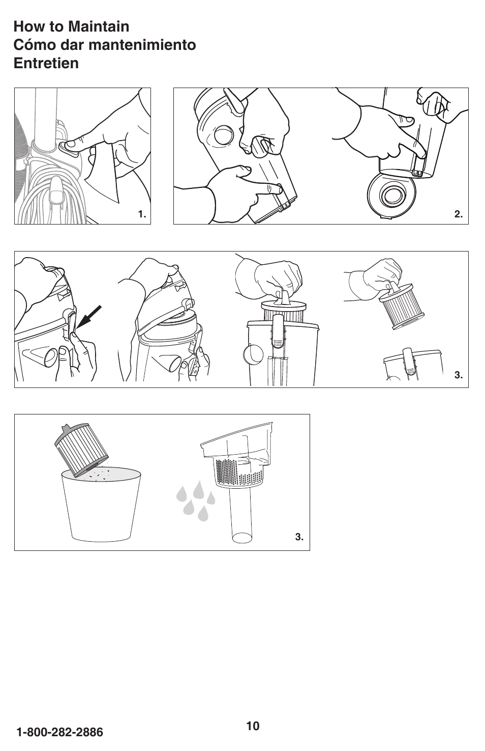 How to maintain cómo dar mantenimiento entretien | Eureka 460 User Manual | Page 10 / 22