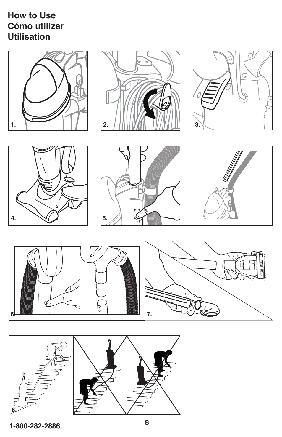 How to use cómo utilizar utilisation | Eureka 460 User Manual | Page 8 / 22