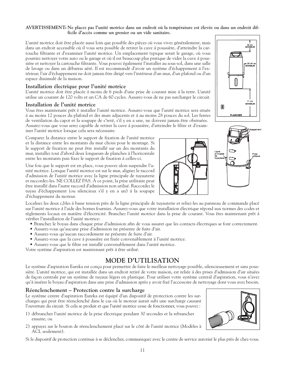 Mode d’utilisation | Eureka Vacuum System Cleaner User Manual | Page 11 / 20