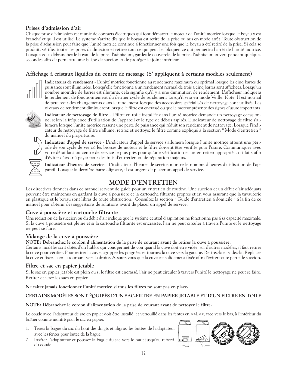 Mode d’entretien | Eureka Vacuum System Cleaner User Manual | Page 12 / 20