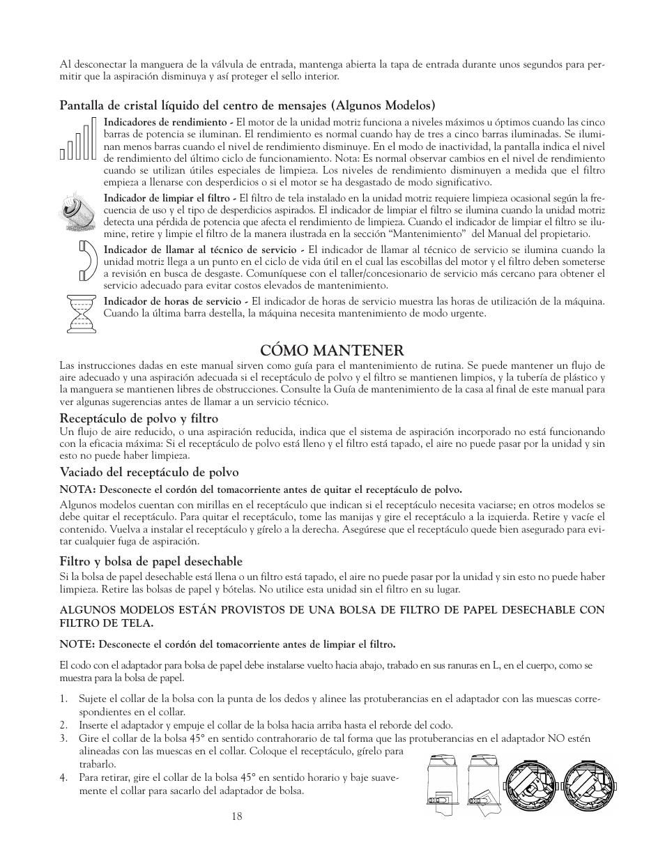 Cómo mantener | Eureka Vacuum System Cleaner User Manual | Page 18 / 20