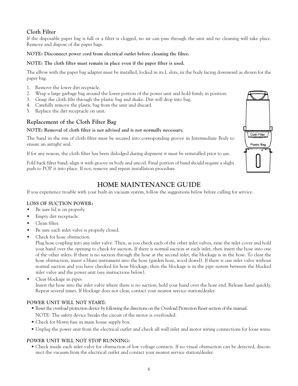 Home maintenance guide | Eureka Vacuum System Cleaner User Manual | Page 6 / 20