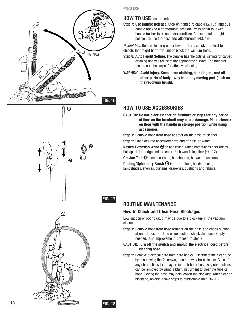 How to use, How to use accessories, Routine maintenance | Eureka 4700 Series User Manual | Page 18 / 36