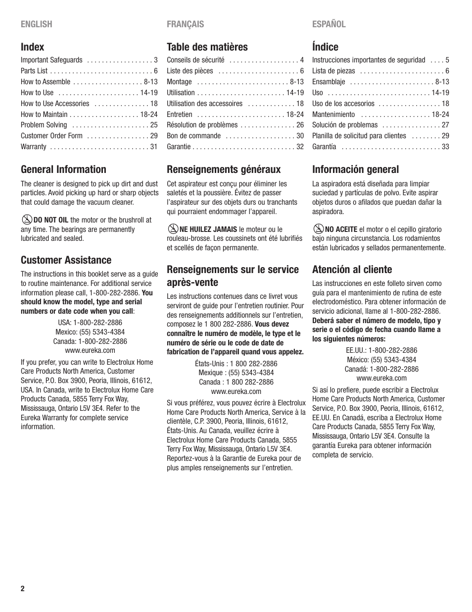 Eureka 4700 Series User Manual | Page 2 / 36