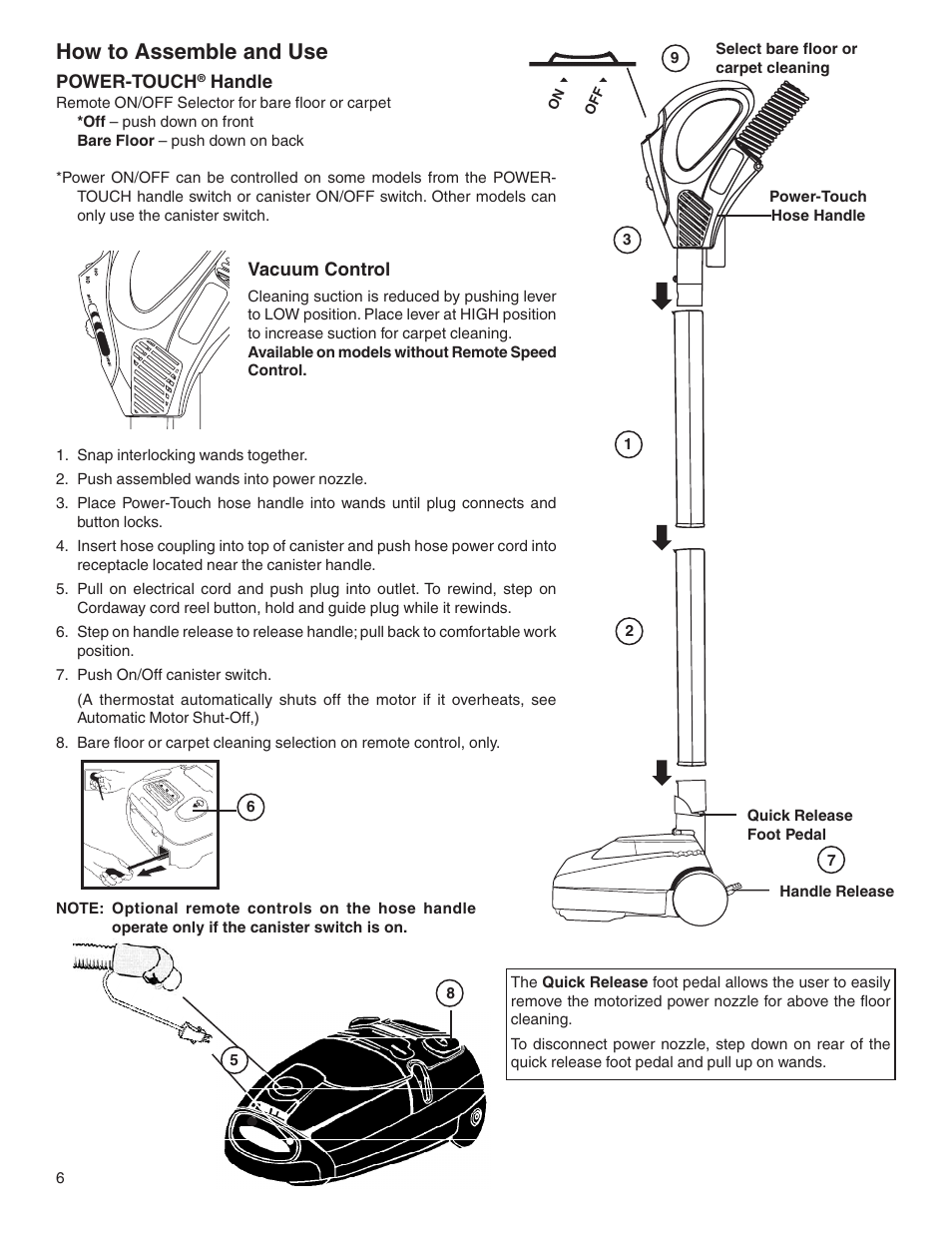 How to assemble and use | Eureka 6900 Series User Manual | Page 6 / 16