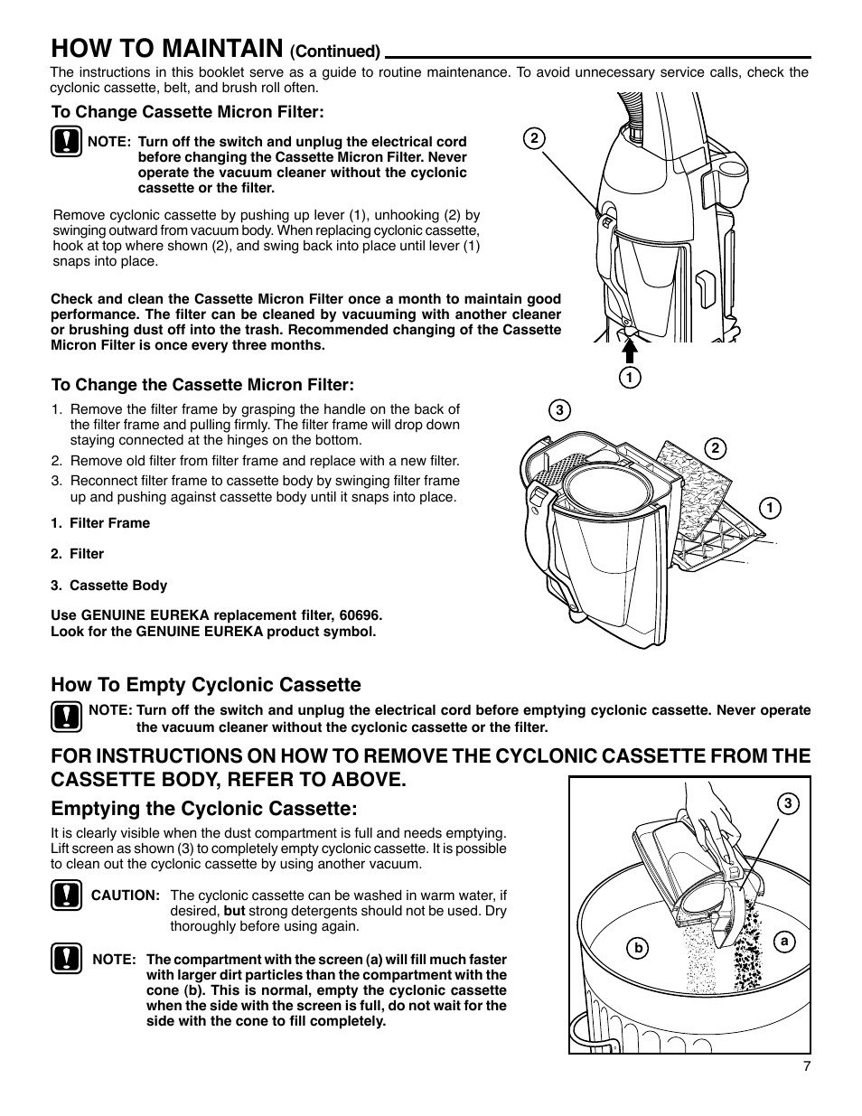 How to maintain | Eureka 4390 Series User Manual | Page 7 / 11