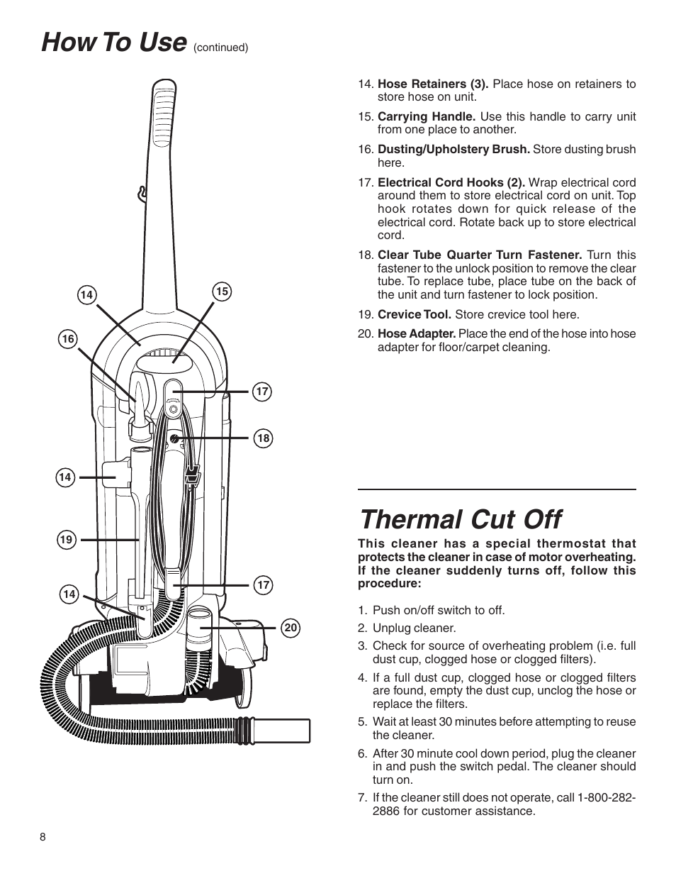 Thermal cut off, How to use | Eureka 5550 User Manual | Page 8 / 16