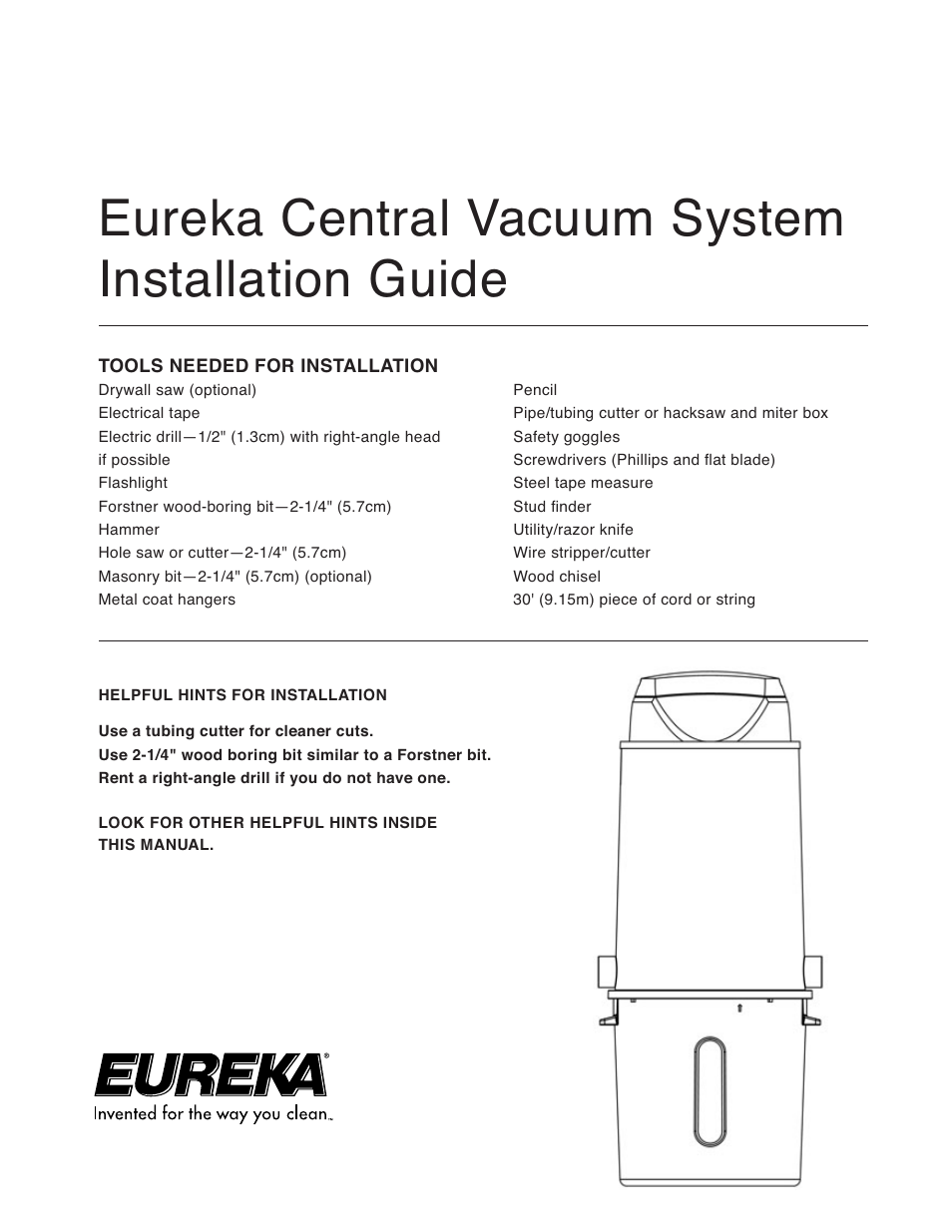 Eureka Central Vacuum Cleaner User Manual | 15 pages