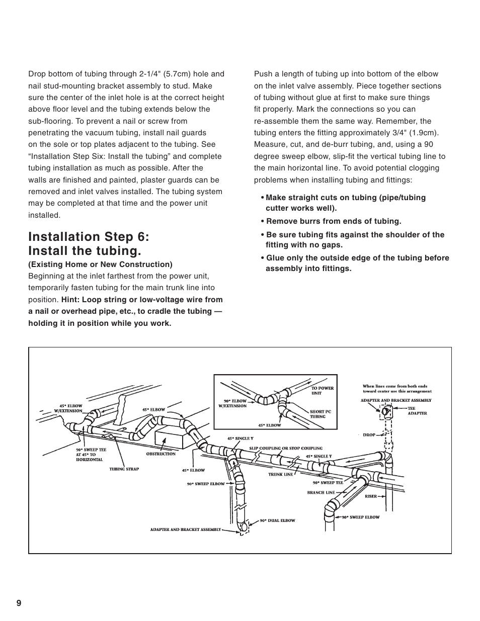 Installation step 6: install the tubing | Eureka Central Vacuum Cleaner User Manual | Page 10 / 15