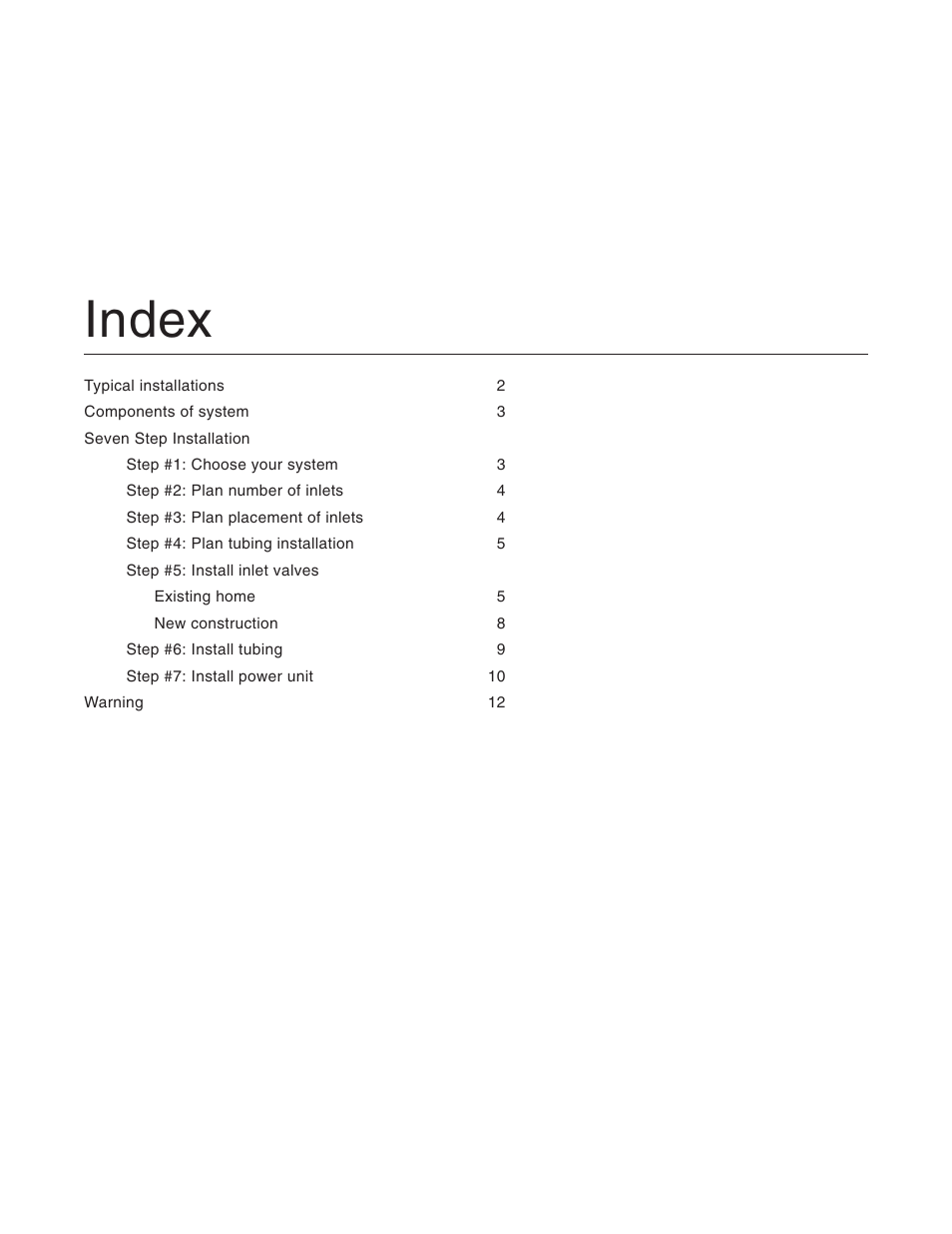 Index | Eureka Central Vacuum Cleaner User Manual | Page 2 / 15