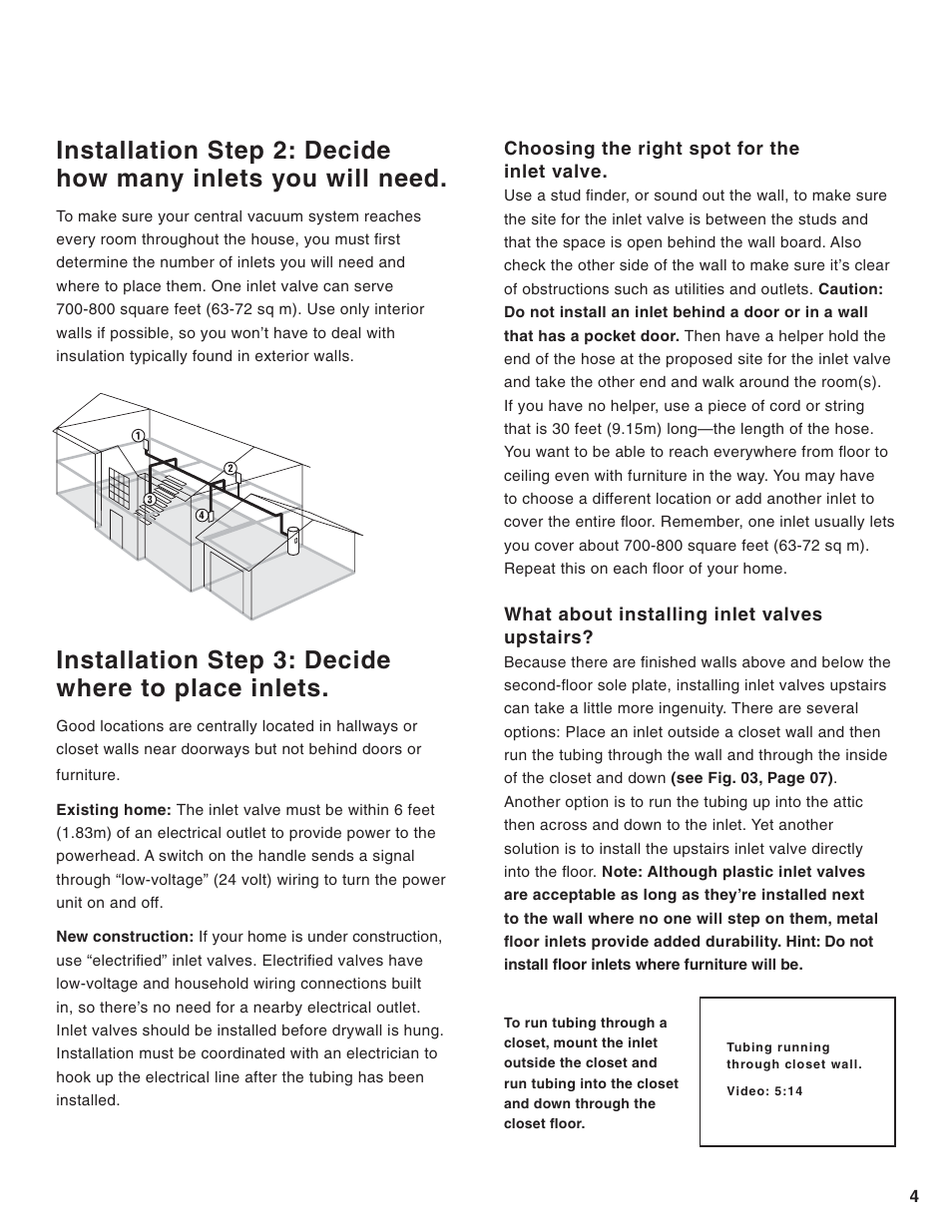 Installation step 3: decide where to place inlets | Eureka Central Vacuum Cleaner User Manual | Page 5 / 15