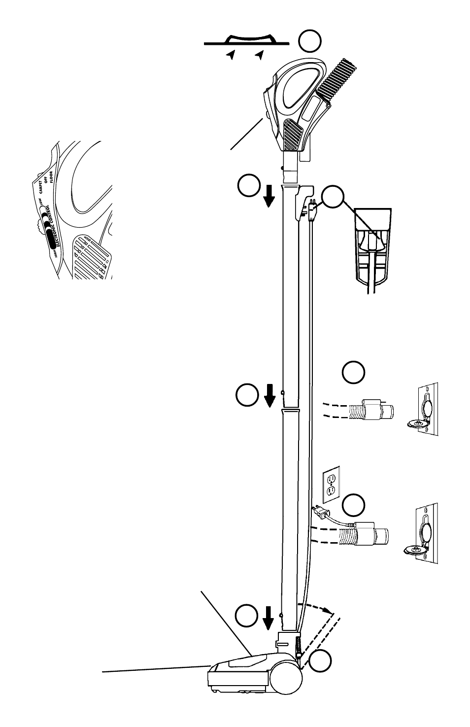 How to assemble and use, Power view, Headlight | Vacuum control, 5b 4 | Eureka BUILT-IN CV200 User Manual | Page 5 / 12