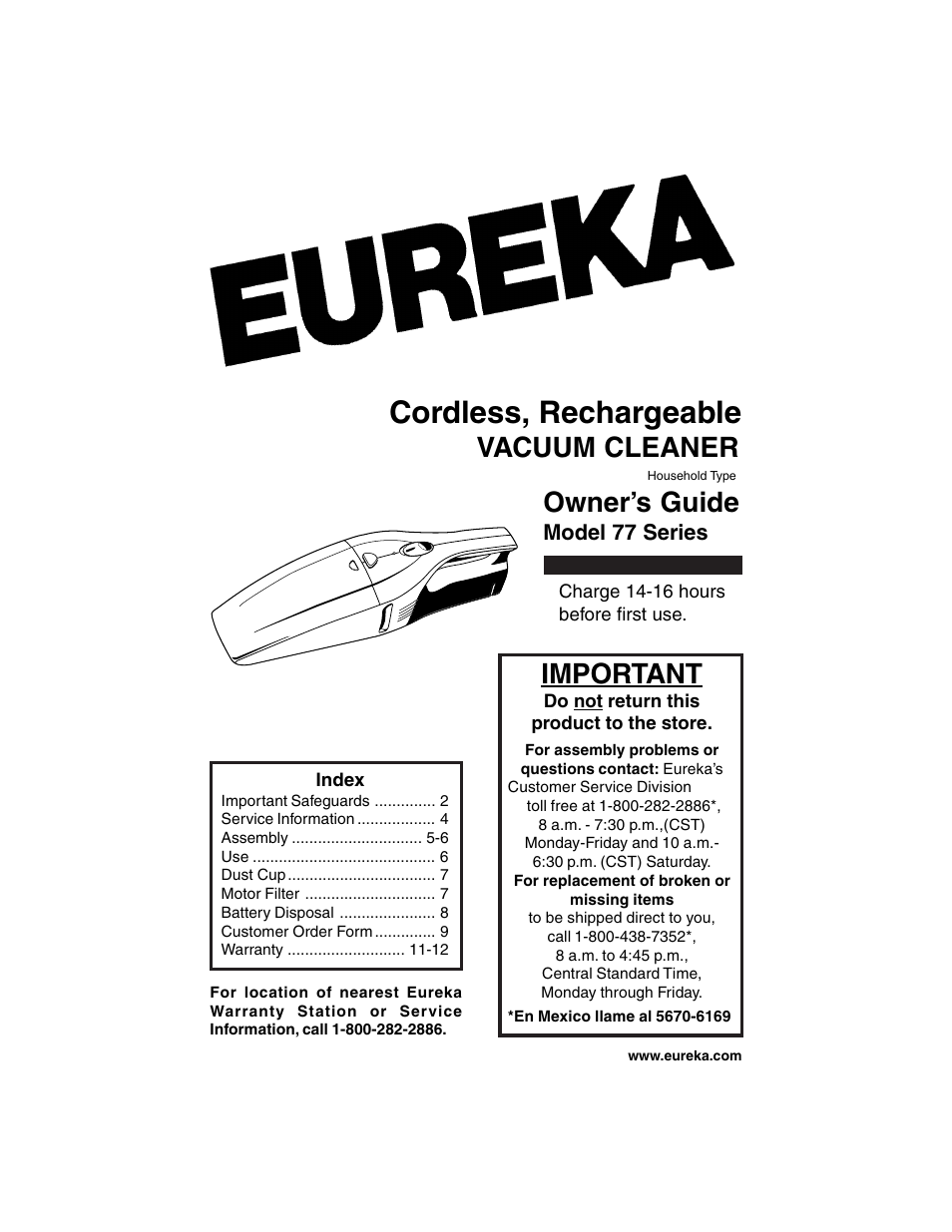 Eureka 77 User Manual | 12 pages