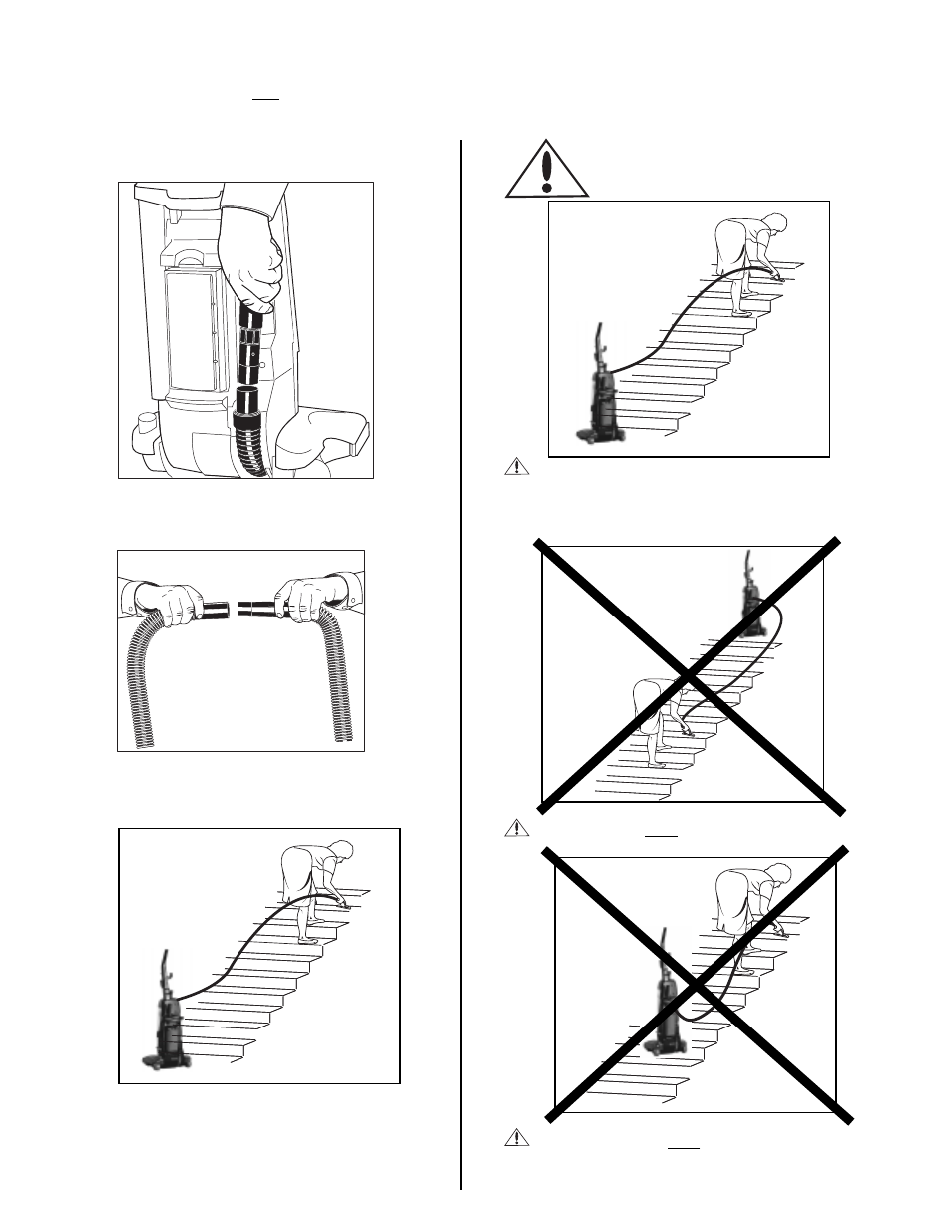 Warning, Stair cleaning hose | Eureka 4670 Series User Manual | Page 17 / 24