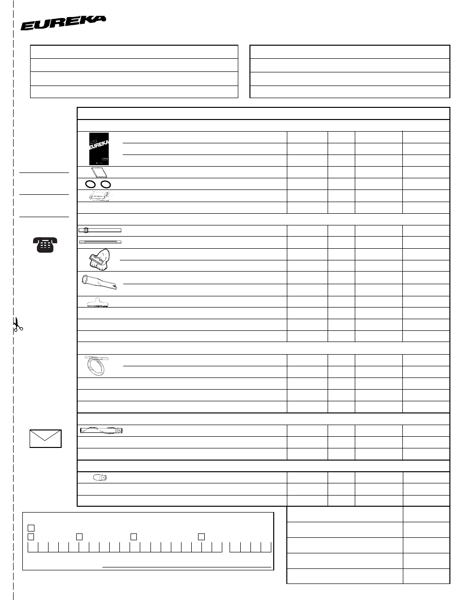 Order form, Total enclosed, Total | Hoses brush rolls, By mail | Eureka 4670 Series User Manual | Page 19 / 24