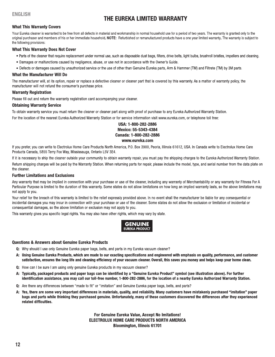 Eureka 920 User Manual | Page 12 / 16