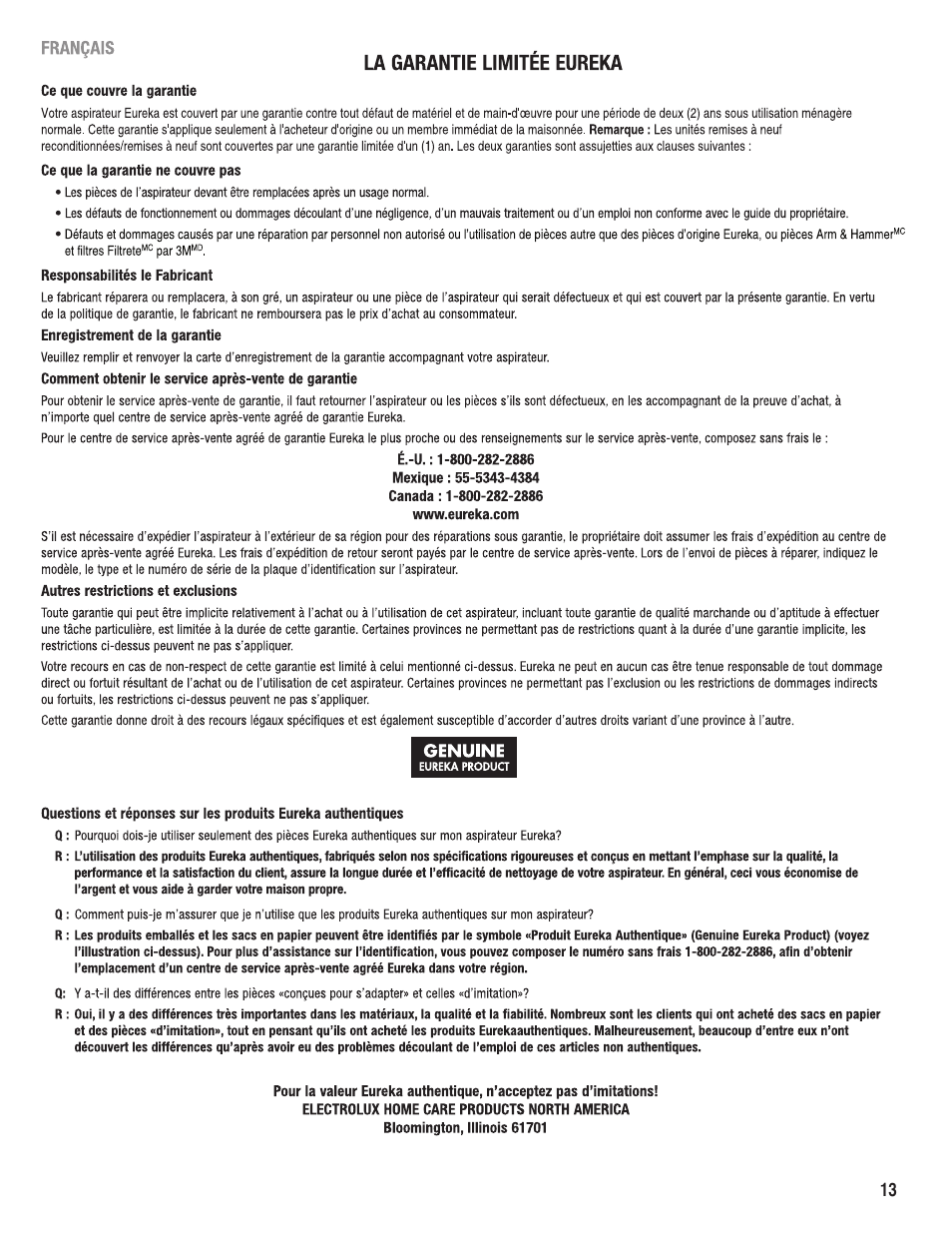 Eureka 920 User Manual | Page 13 / 16