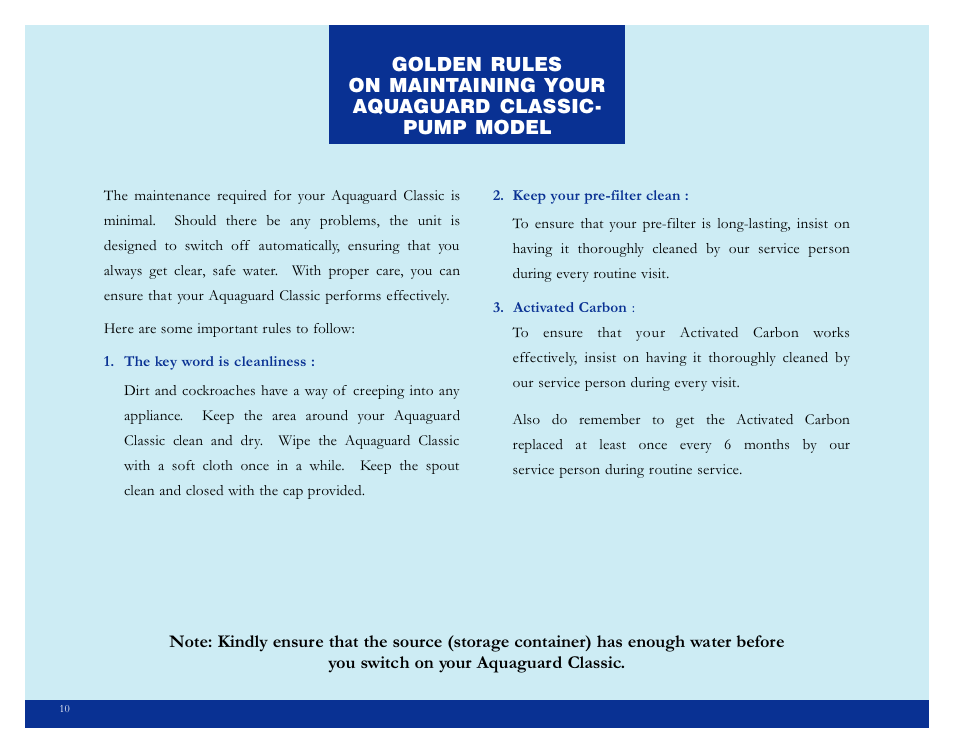 Eureka Classic Aquaguard User Manual | Page 13 / 24