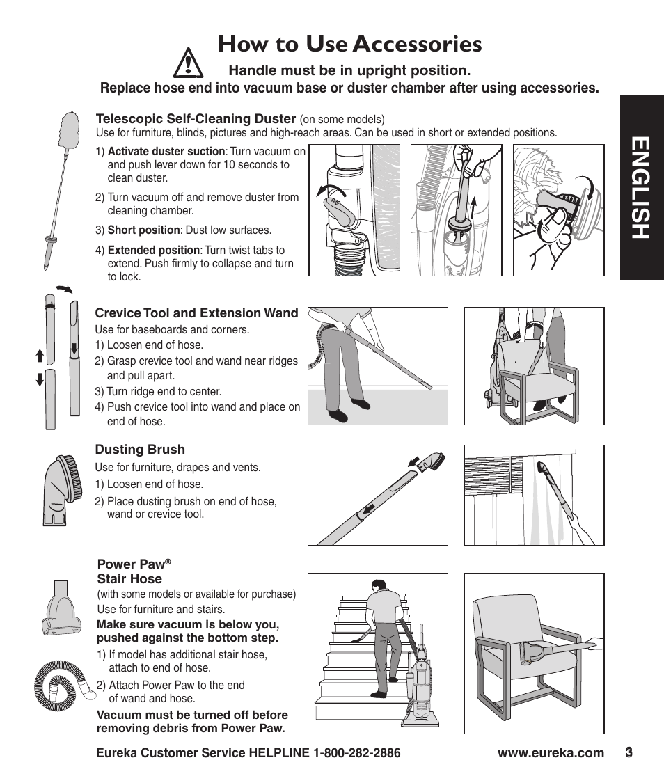 En g l is h, How to use accessories | Eureka 4710 Series User Manual | Page 5 / 8