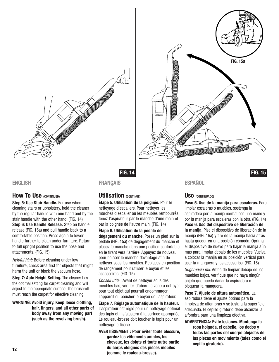 How to use, Utilisation | Eureka 4700 User Manual | Page 12 / 28