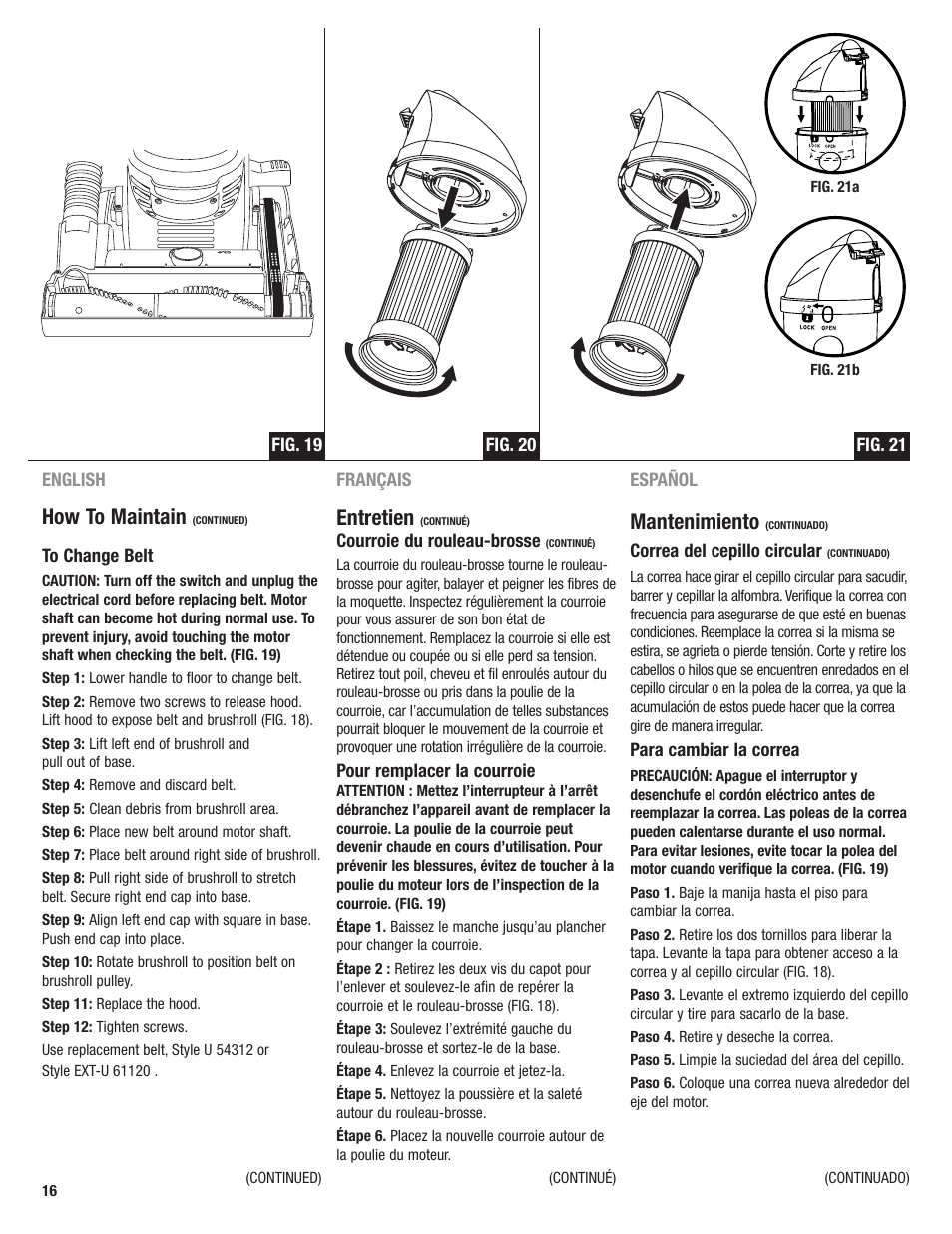 How to maintain, Entretien, Mantenimiento | Eureka 4700 User Manual | Page 16 / 28