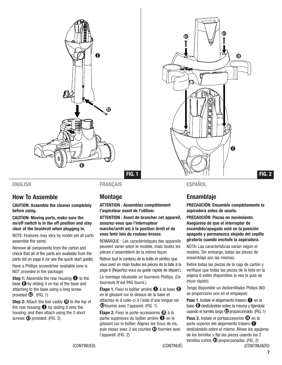 Montage, Ensamblaje, How to assemble | Eureka 4700 User Manual | Page 7 / 28