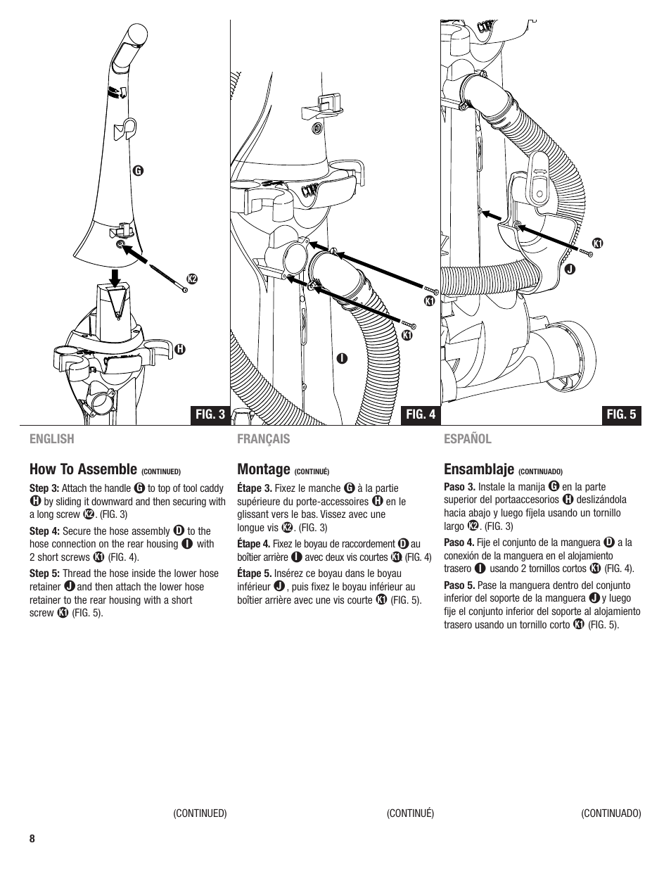 How to assemble, Montage, Ensamblaje | Eureka 4700 User Manual | Page 8 / 28