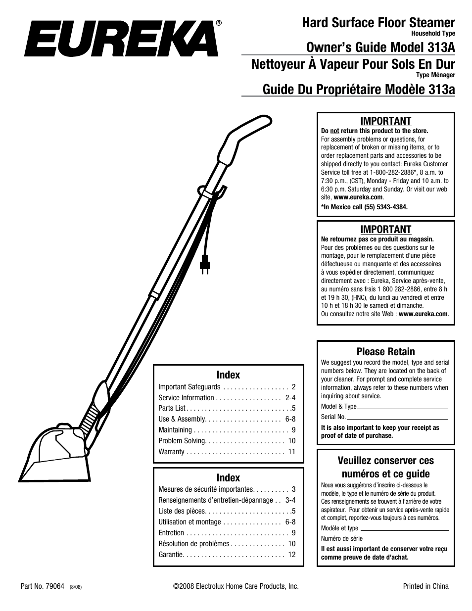 Eureka 313A User Manual | 20 pages