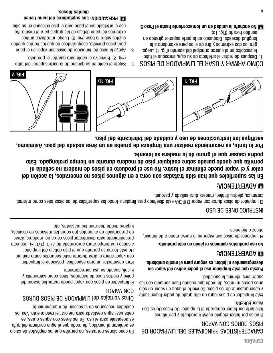 Advertencia, Cómo armar y usar el limpiador de pisos | Eureka 313A User Manual | Page 17 / 20