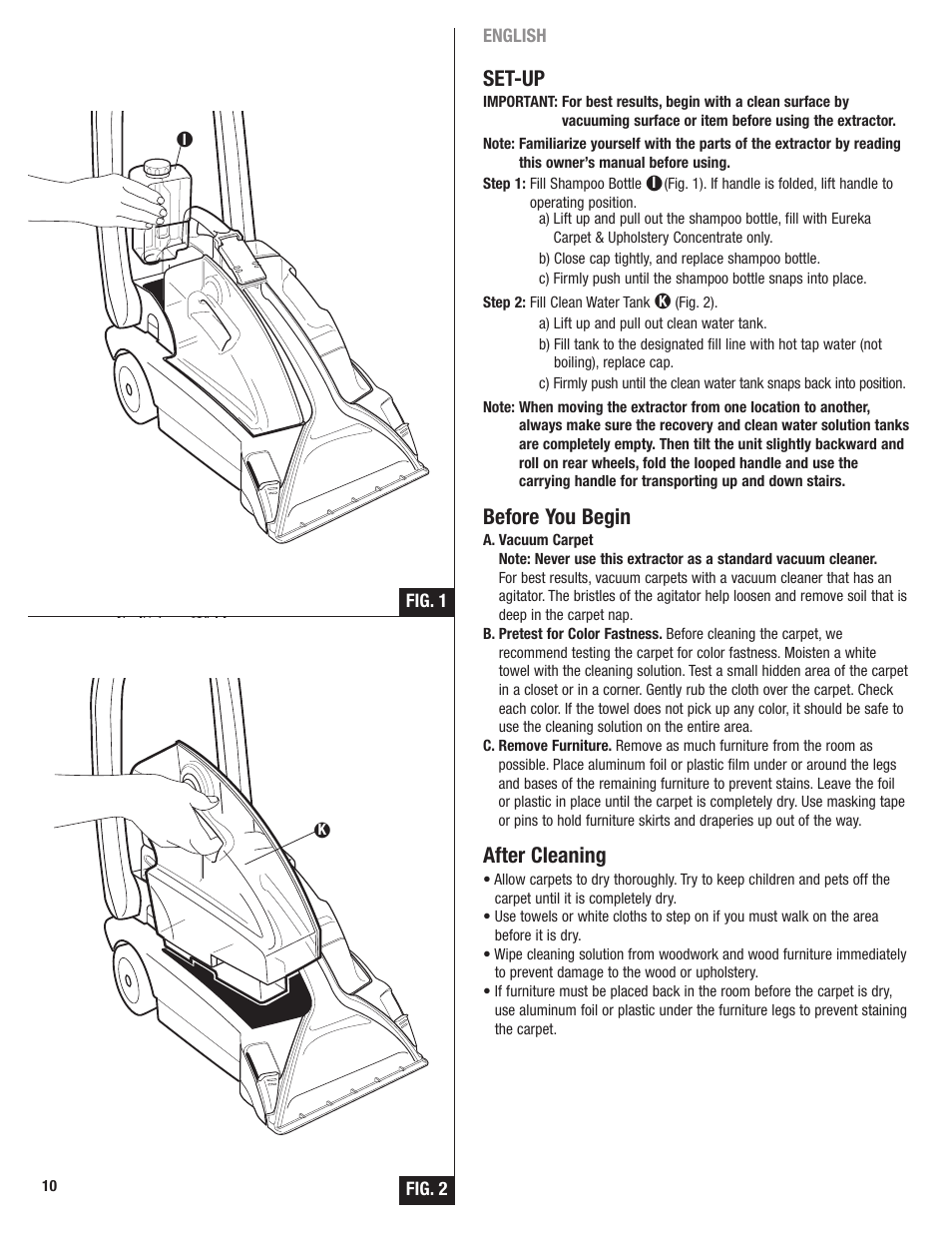 Set-up, Before you begin, After cleaning | Eureka 2590 User Manual | Page 10 / 28