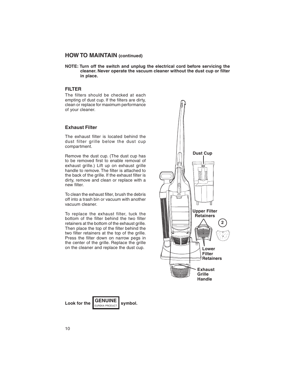 How to maintain | Eureka 790 User Manual | Page 10 / 14