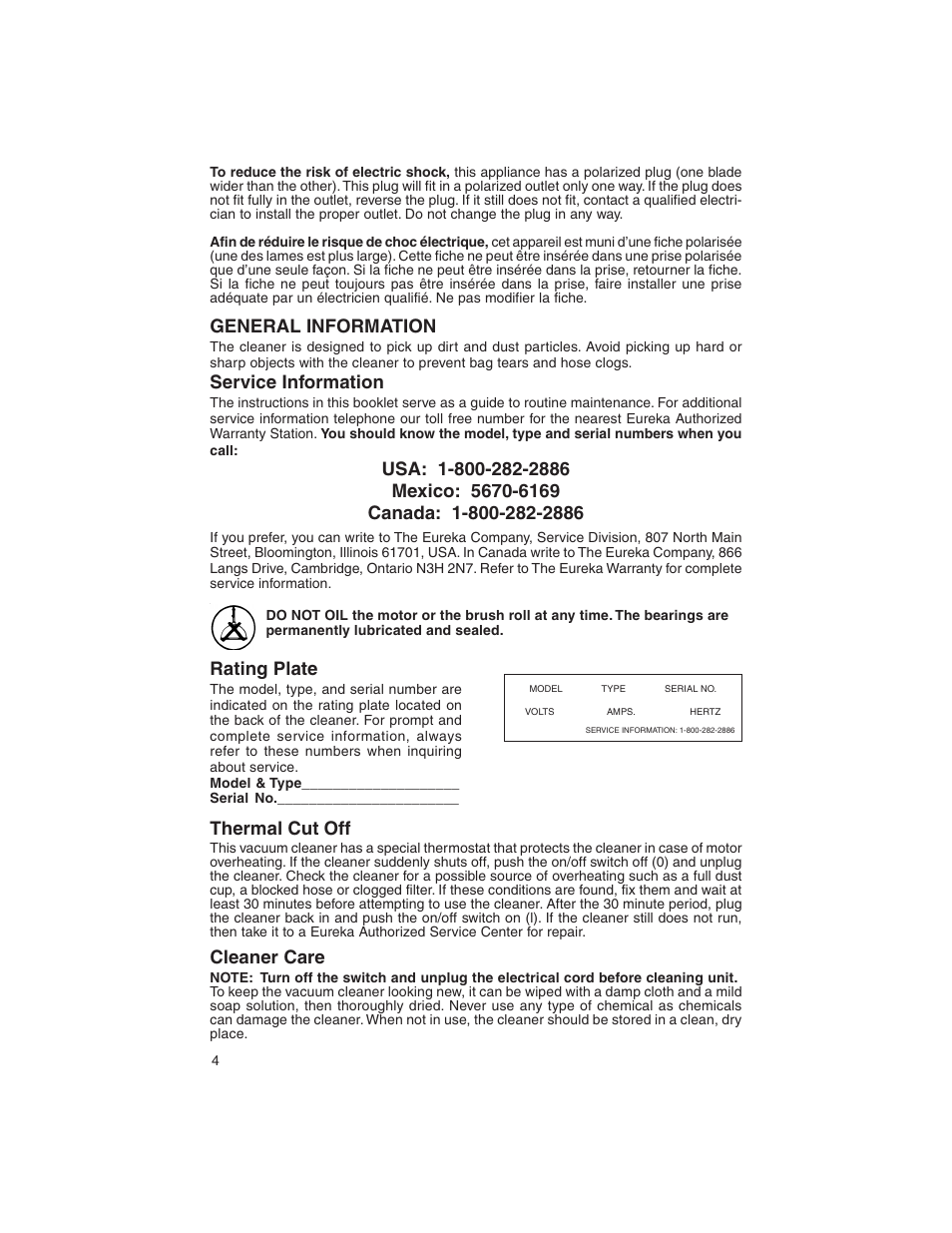 Eureka 790 User Manual | Page 4 / 14