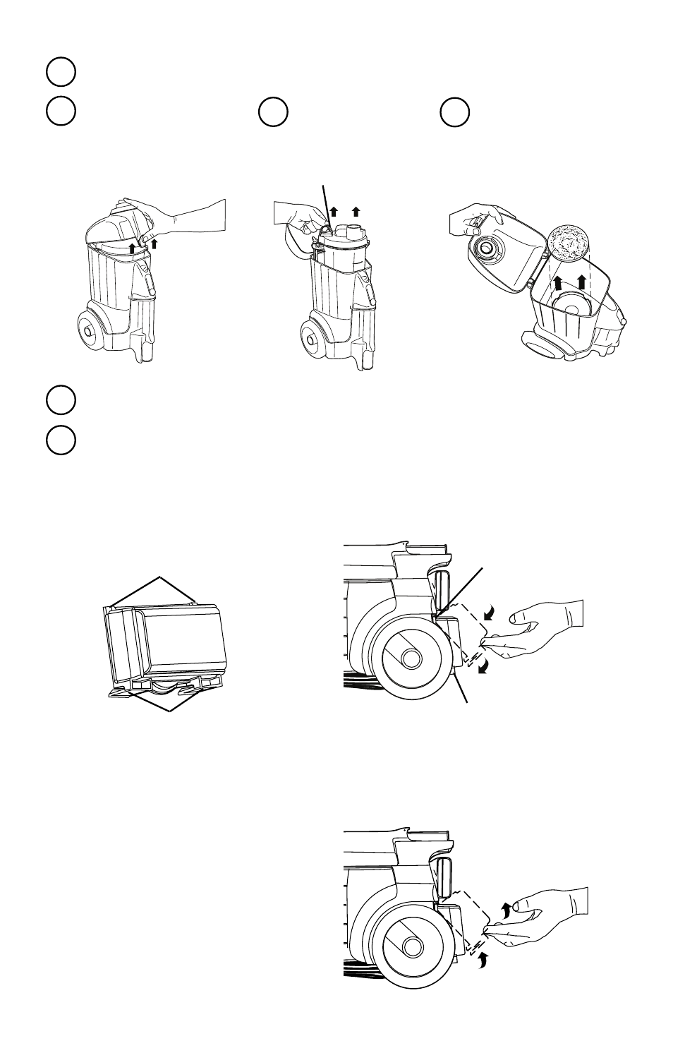 How to install hepa filter, How to remove hepa filter, How to clean or replace motor filter | Eureka 3690 User Manual | Page 9 / 12